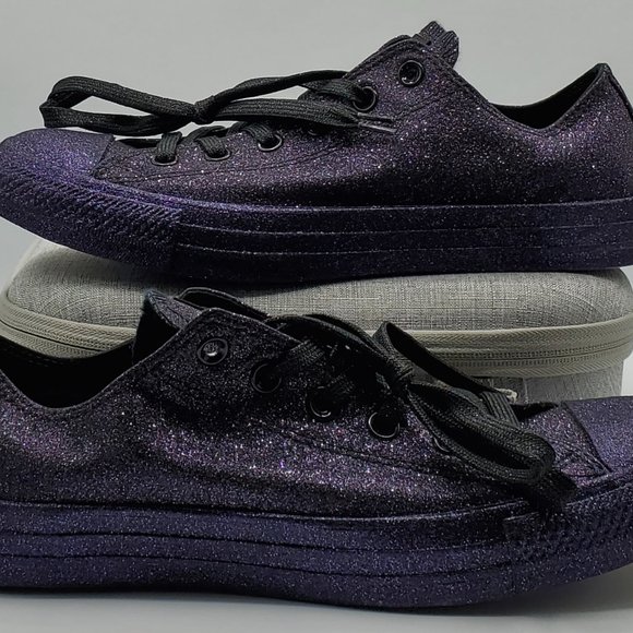 Converse All Star OX Lo Glitter Purple/Black - Picture 1 of 6